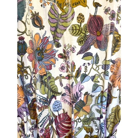 Aakaa Mini Dress Braided Belt Floral Dolman Sleeve Satiny Full Circle Skirt S - Picture 3 of 12